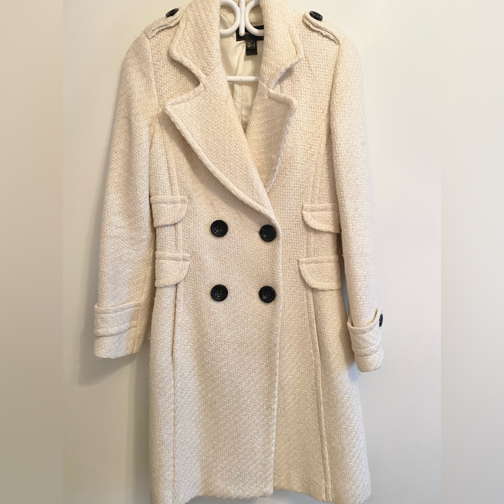 Mango Elegant Cream Double-Breasted Women's Coat - Picture 2 of 7
